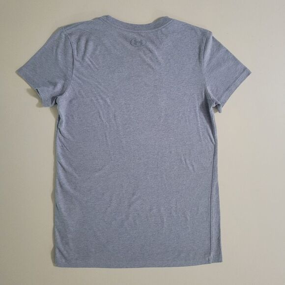Under Armour Women's Gray Shine Wordmark Graphic Short Sleeve Tee - Picture 11 of 12